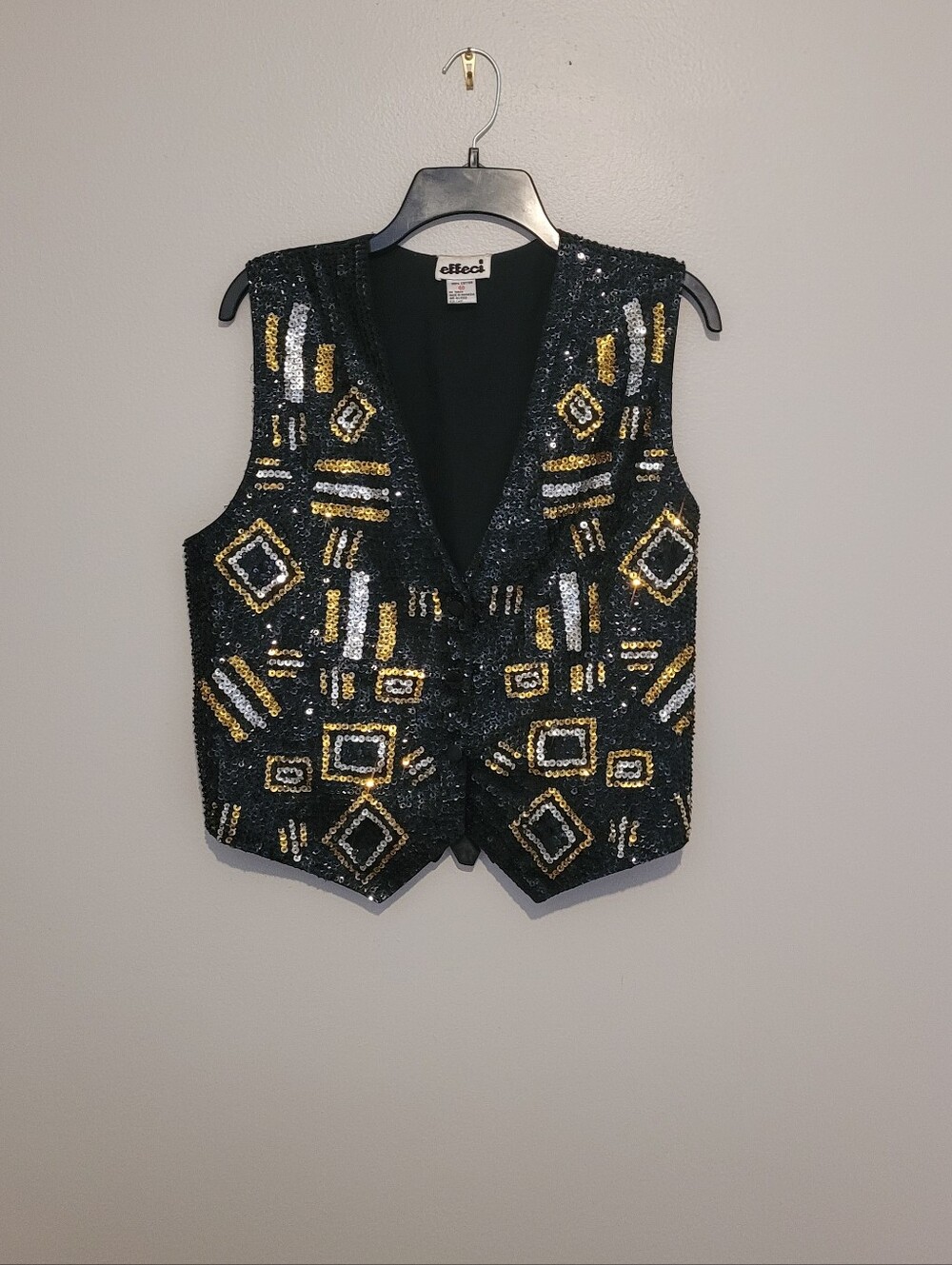Vintage Cotton Sequin Button Up Vest